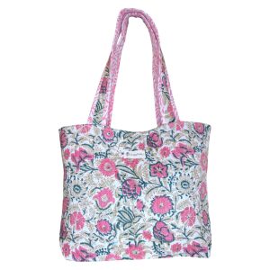 Petit Cabas Kavita Blanc et Rose