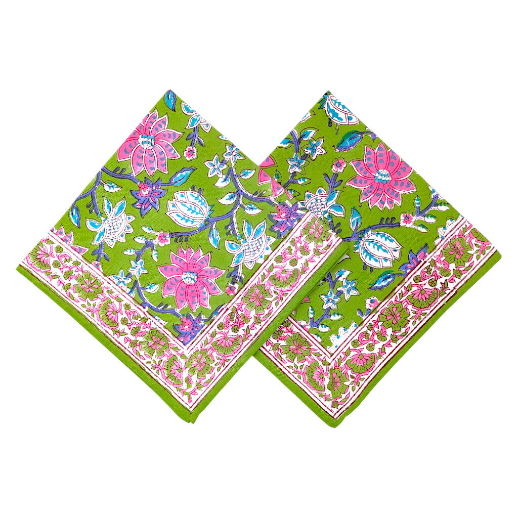 Serviette de table imprimée à la main Chaapvali, coton artisanal, fabrication indienne traditionnelle et élégante.