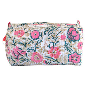 trousse de toilette imperméable imprimée au block print