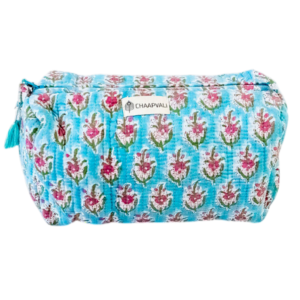 trousse bleue en coton artisanal