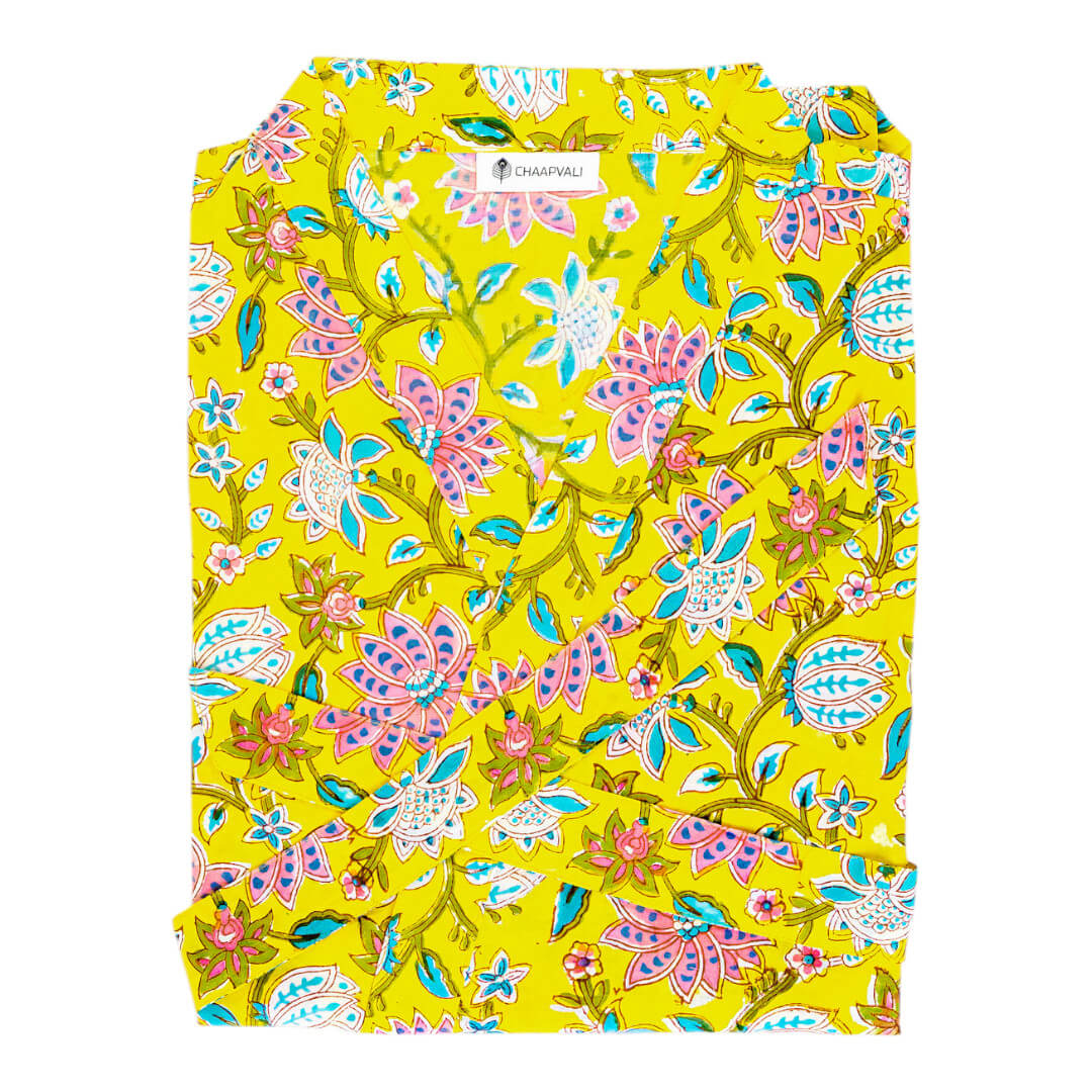 kimono jaune femme plage coton