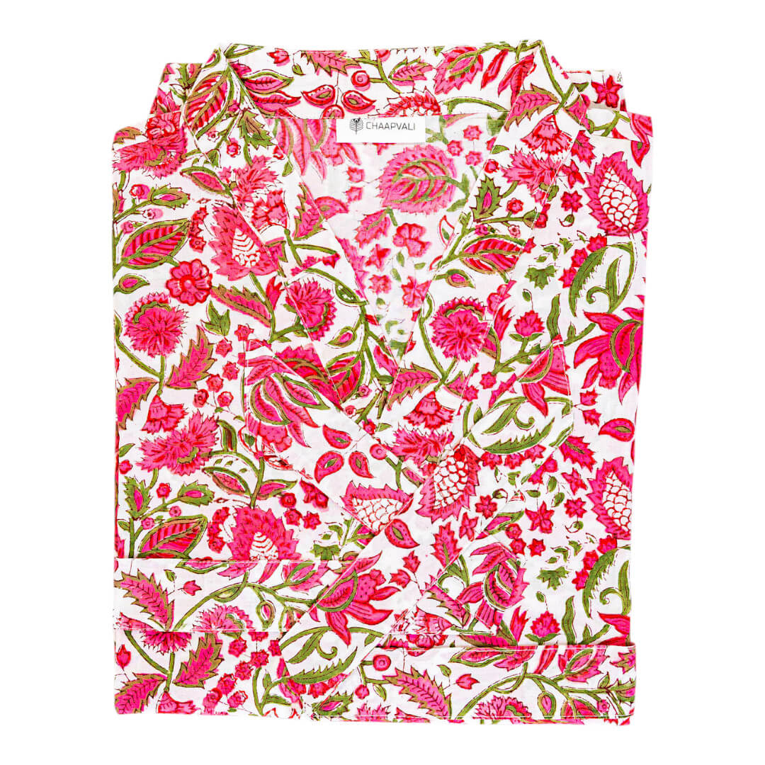 kimono rose femme été coton fluide pour la plage ou la maison